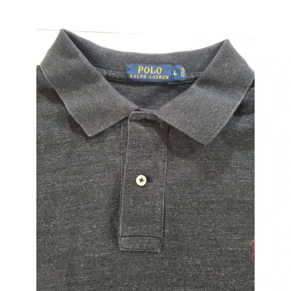 Ralph Lauren Polo Shirt Mens L‎ Dark Gray Pony Casual Long Sleeve